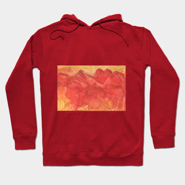 Mountain landscape, nature. Encaustic wax art. Painting drawing Hoodie by grafinya